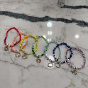 ❤️🔥ROYGBIV Rainbow Stretch Chakra 7 Bracelet Set